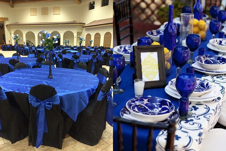 Оформление зала для свадьбы в синем цвете
